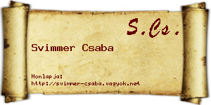 Svimmer Csaba névjegykártya